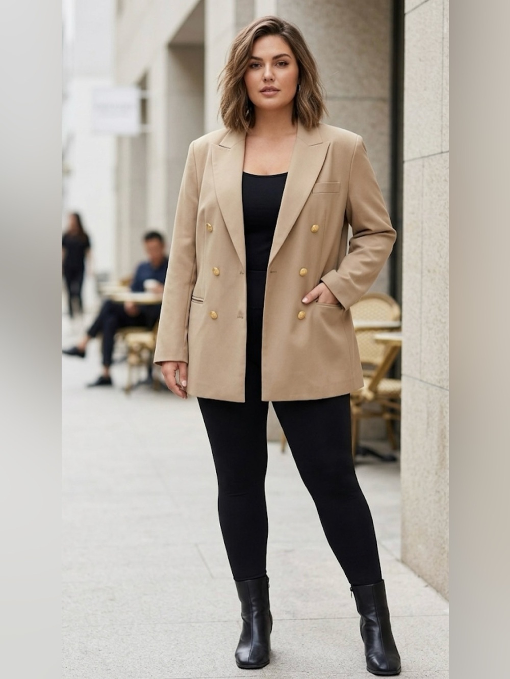 Brooks Brothers Double-Breasted Tan Blazer with Gold Buttons
